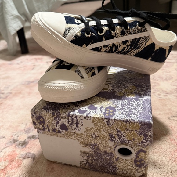 Dior Navy and Cream Canvas Sneakers - Picture 3 of 3